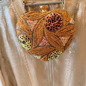 Heart-Shaped Sequin Embellished Clutch